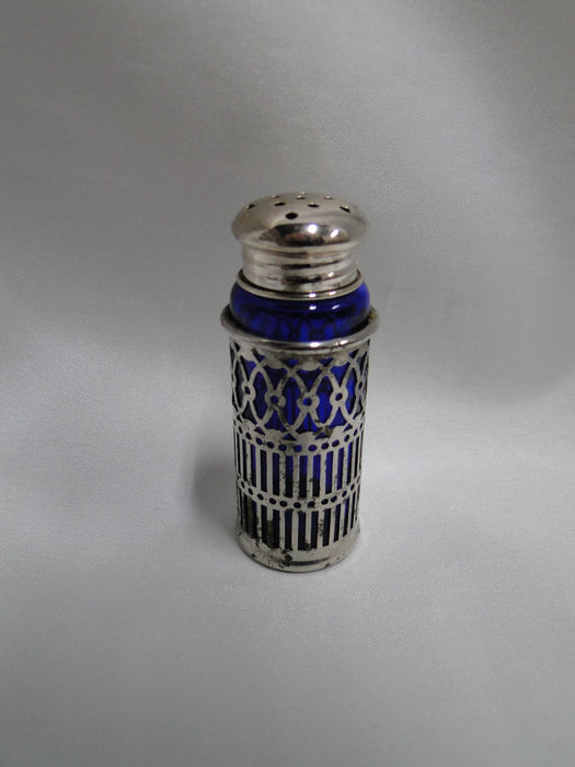 FB Rogers Cobalt Glass w/ Silverplate: Salt OR Pepper Shaker, 2 5/8", 11 Hole