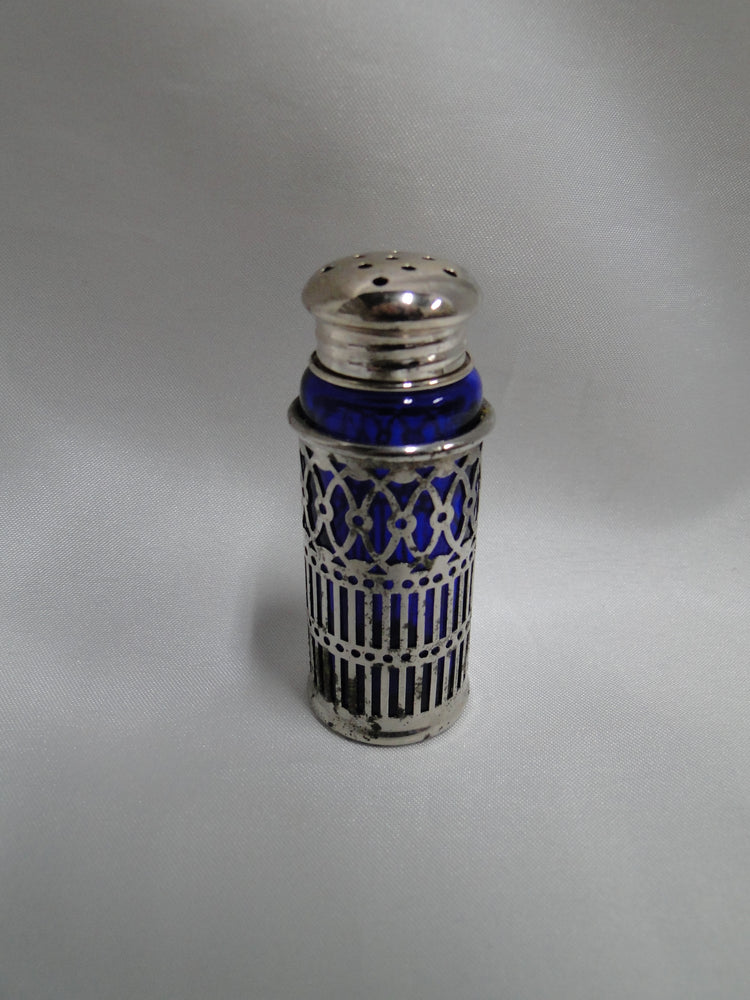 FB Rogers Cobalt Glass w/ Silverplate: Salt OR Pepper Shaker, 2 5/8", 11 Hole