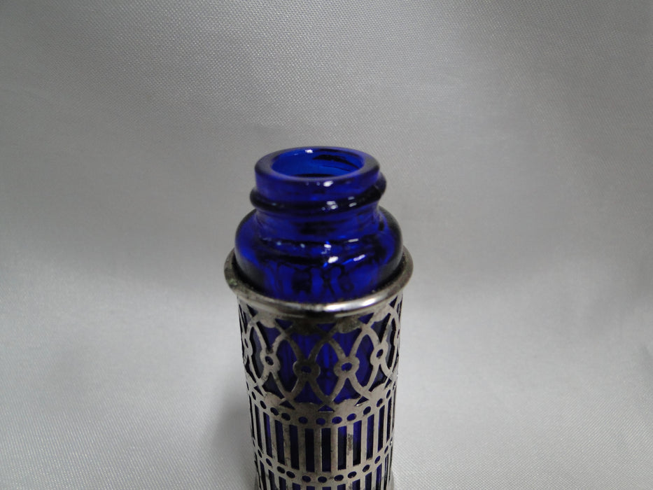 FB Rogers Cobalt Glass w/ Silverplate: Salt OR Pepper Shaker, 2 5/8", 11 Hole