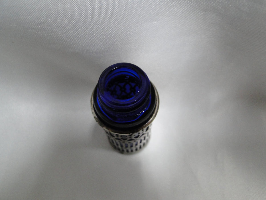 FB Rogers Cobalt Glass w/ Silverplate: Salt OR Pepper Shaker, 2 5/8", 11 Hole
