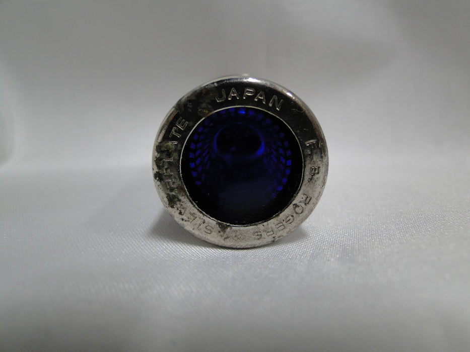 FB Rogers Cobalt Glass w/ Silverplate: Salt OR Pepper Shaker 2 5/8", 15 H, As Is