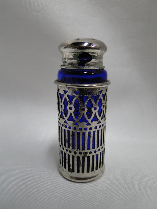 FB Rogers Cobalt Glass w/ Silverplate: Salt OR Pepper Shaker 2 5/8", 15 H, As Is