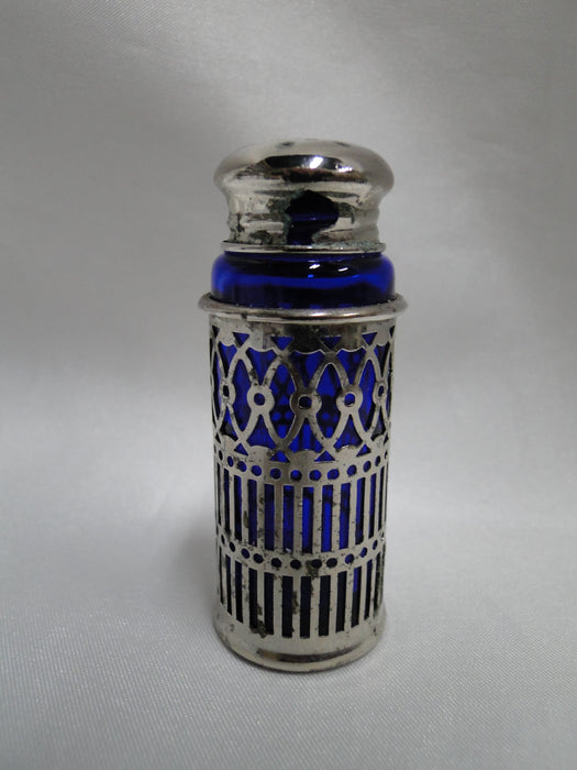 FB Rogers Cobalt Glass w/ Silverplate: Salt OR Pepper Shaker 2 5/8", 15 H, As Is