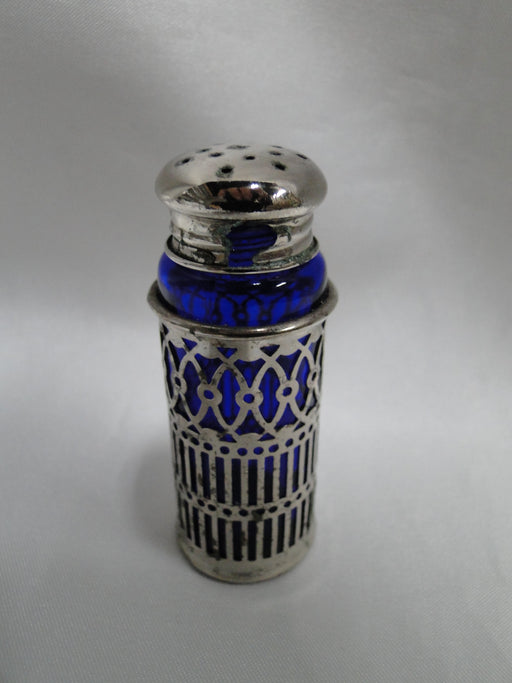 FB Rogers Cobalt Glass w/ Silverplate: Salt OR Pepper Shaker 2 5/8", 15 H, As Is