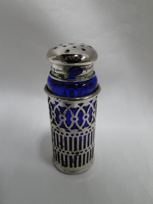 FB Rogers Cobalt Glass w/ Silverplate: Salt OR Pepper Shaker 2 5/8", 15 H, As Is