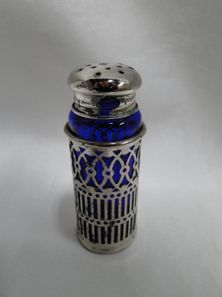FB Rogers Cobalt Glass w/ Silverplate: Salt OR Pepper Shaker 2 5/8", 15 H, As Is