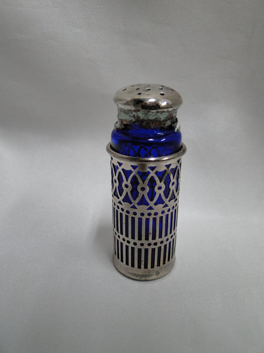 FB Rogers Cobalt Glass w/ Silverplate: Salt OR Pepper Shaker 2 5/8", 15 H, As Is