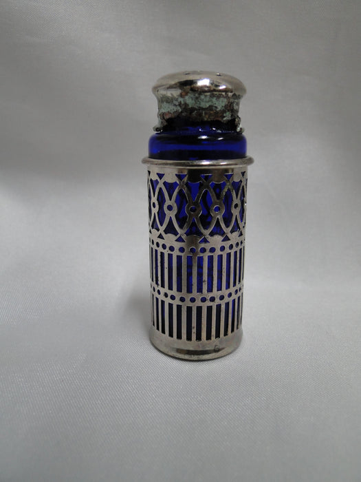 FB Rogers Cobalt Glass w/ Silverplate: Salt OR Pepper Shaker 2 5/8", 15 H, As Is