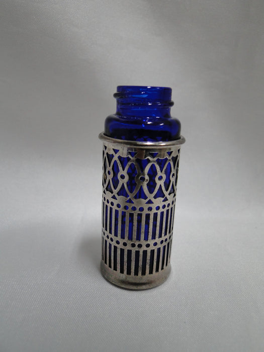 FB Rogers Cobalt Glass w/ Silverplate: Salt OR Pepper Shaker 2 5/8", 15 H, As Is