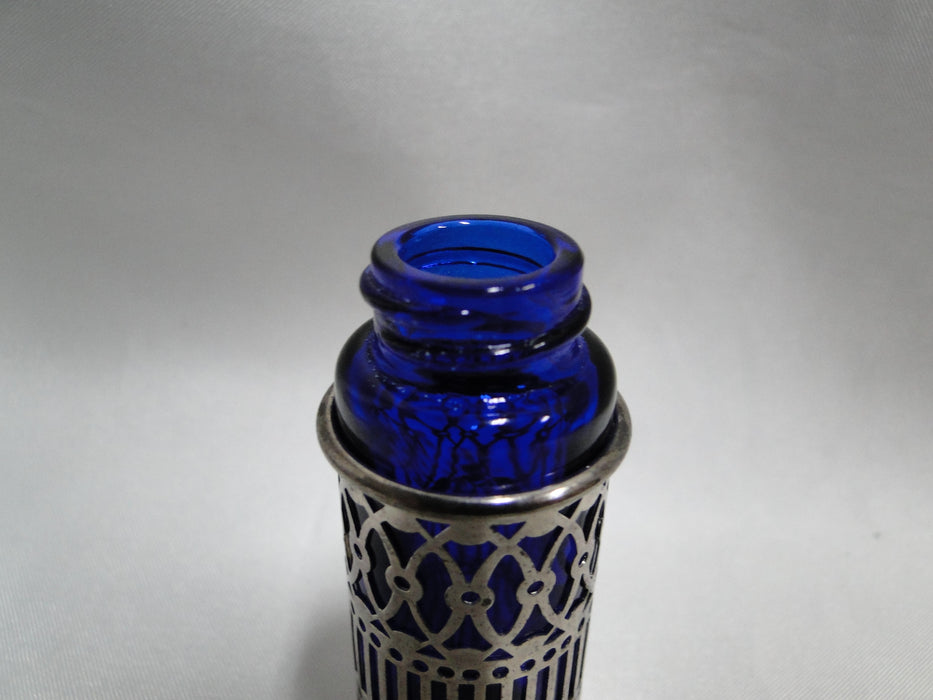 FB Rogers Cobalt Glass w/ Silverplate: Salt OR Pepper Shaker 2 5/8", 15 H, As Is