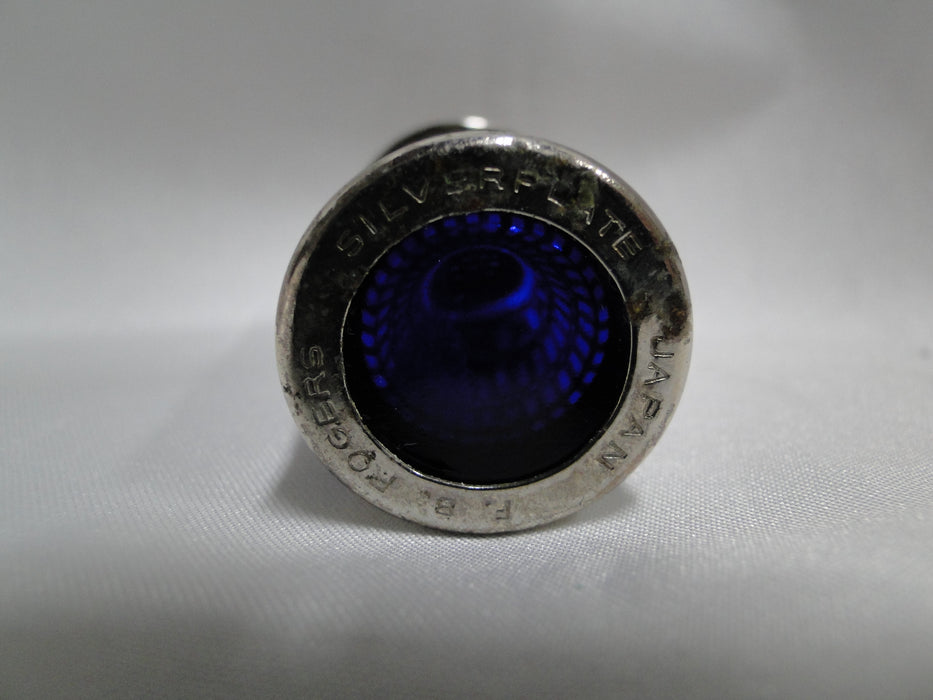 FB Rogers Cobalt Glass w/ Silverplate: Salt OR Pepper Shaker 2 5/8", 15 H, As Is