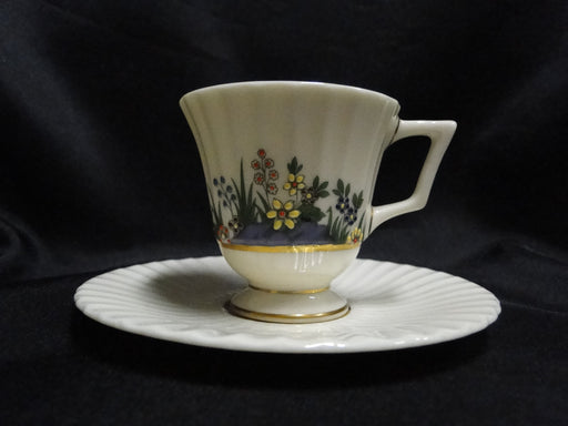 Lenox Rutledge, Multicolor Enamelled Flowers: Demitasse Cup & Saucer Set, 2 1/2"