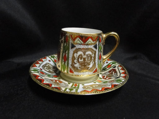 Nippon Raised Gold, Geometric Design: Demitasse Cup & Saucer Set, 2 1/8"