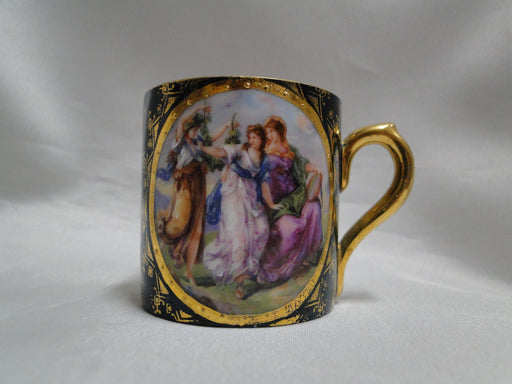 Royal Vienna Ladies Scene, Burgundy, Green: Demitasse Cup & Saucer Set, 2 1/8"