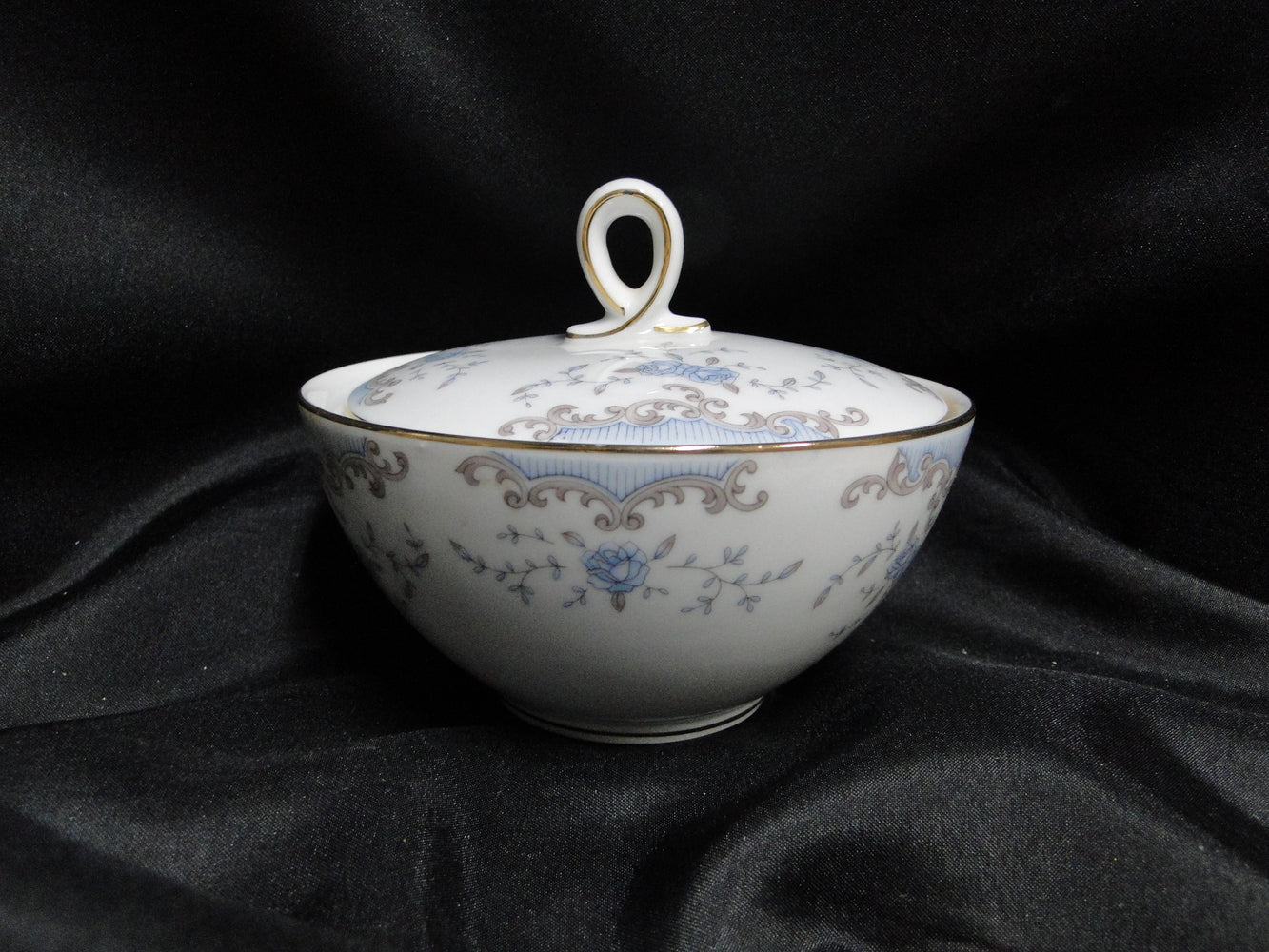 Imperial Seville, Blue Roses, Gray Scrolls, Gold Trim: Sugar Bowl & Lid, 4",