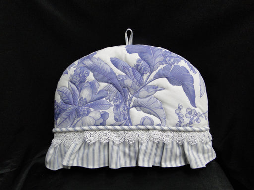 Blue Birds, Florals & Stripes: New Handmade Teapot Cozy, 13"