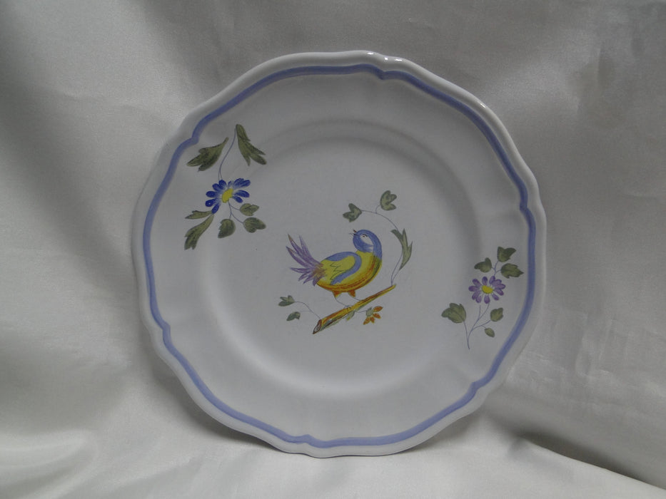 Longchamp Perouges, Light Blue w/ Bird & Flowers: Salad Plate, 7 1/2", Crazing