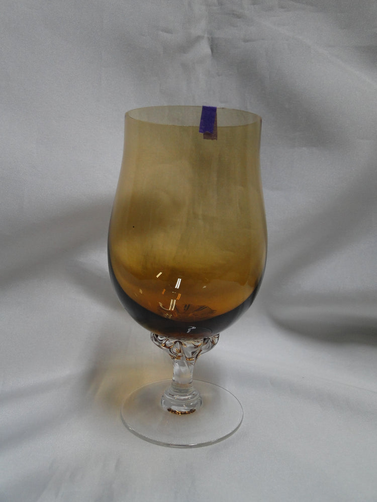 Sasaki Coronation Amber, Clear Twisted Stem: Iced Tea, 6 1/8" Tall, As Is