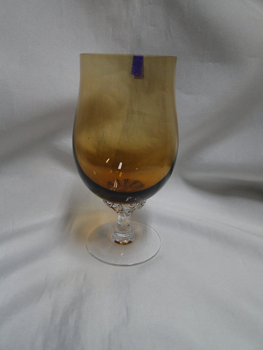 Sasaki Coronation Amber, Clear Twisted Stem: Iced Tea, 6 1/8" Tall, As Is