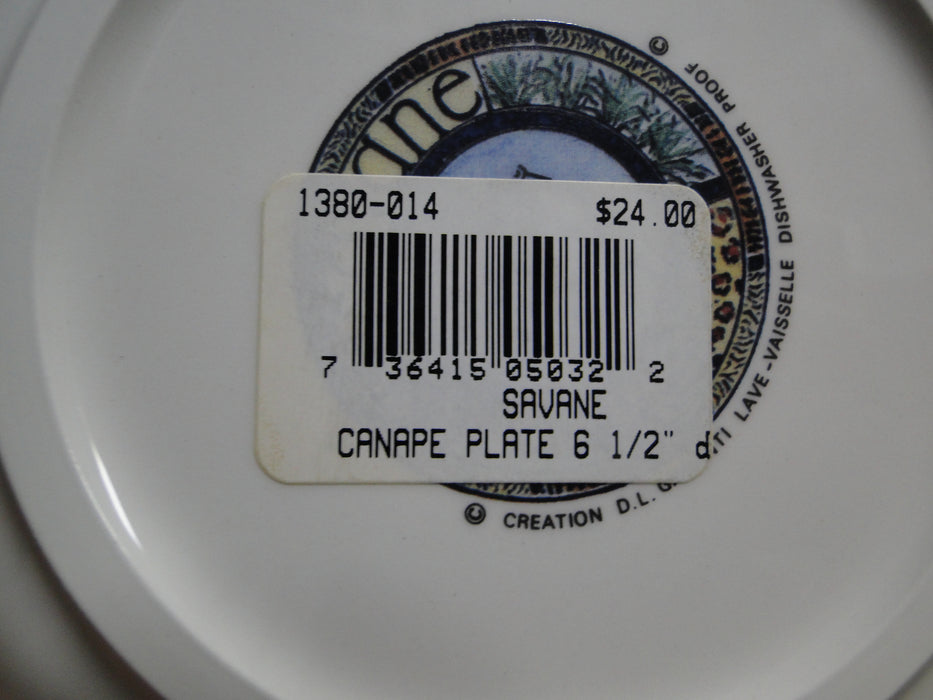 Faiencerie de Gien Savane, Wild Animals: Bread / Canape Plate (s), 6 1/2"