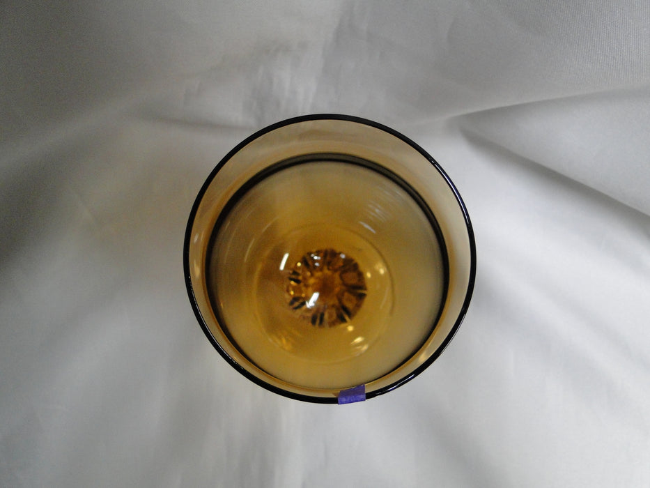 Sasaki Coronation Amber, Clear Twisted Stem: Iced Tea, 6 1/8" Tall, As Is