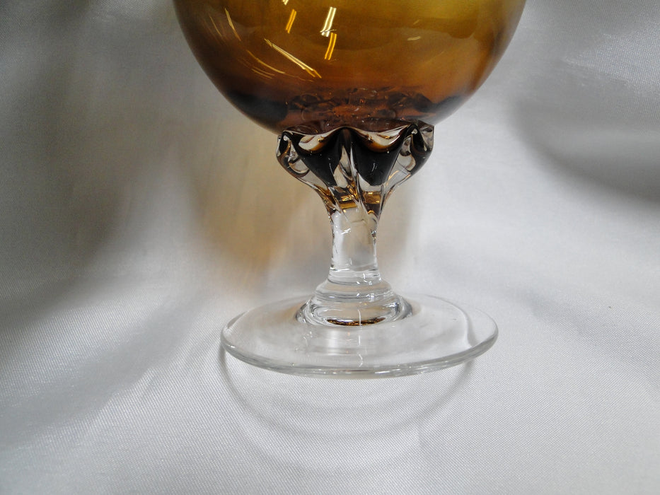Sasaki Coronation Amber, Clear Twisted Stem: Iced Tea, 6 1/8" Tall, As Is