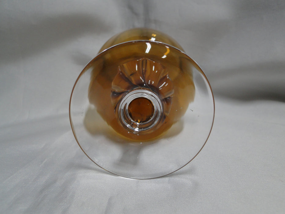 Sasaki Coronation Amber, Clear Twisted Stem: Iced Tea, 6 1/8" Tall, As Is
