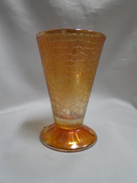 Jeannette Glass Crackle Marigold: Footed Tumbler, 4 3/4" Tall, 6 oz