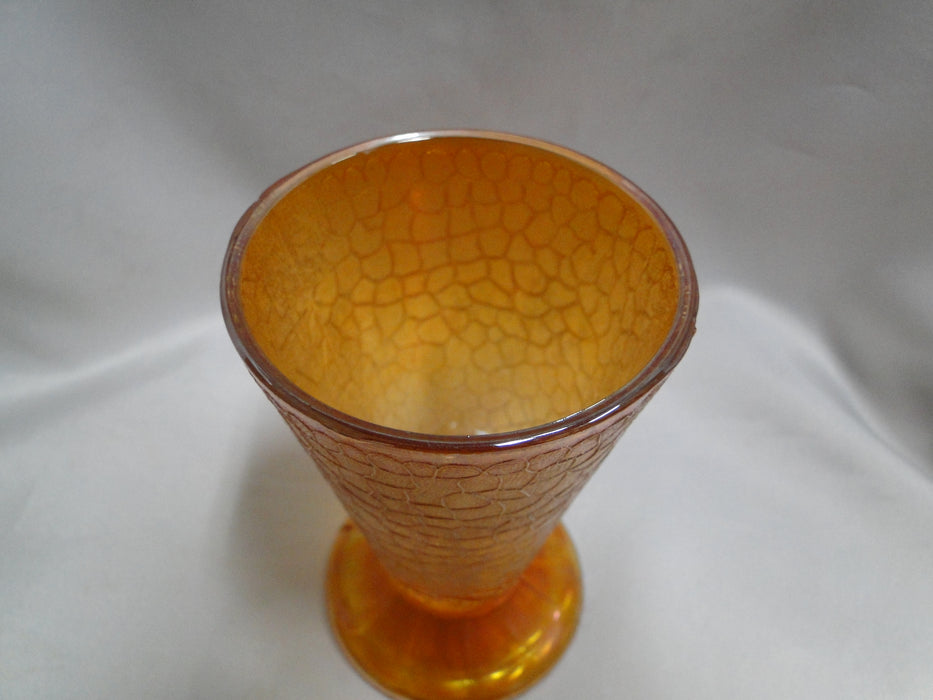 Jeannette Glass Crackle Marigold: Footed Tumbler, 4 3/4" Tall, 6 oz