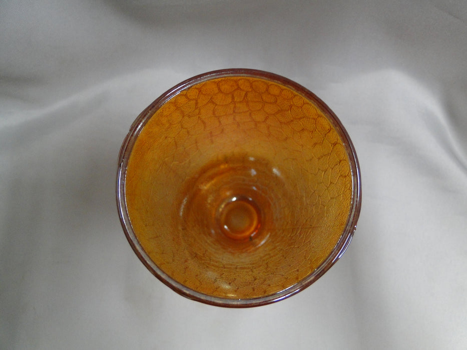 Jeannette Glass Crackle Marigold: Footed Tumbler, 4 3/4" Tall, 6 oz