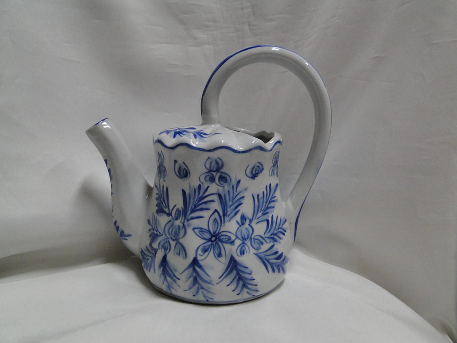 Ironstone Made in China, Blue on Lt Grey: Watering Pitcher, 7 3/4" Tall