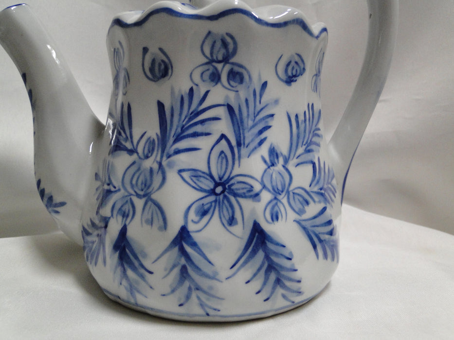 Ironstone Made in China, Blue on Lt Grey: Watering Pitcher, 7 3/4" Tall