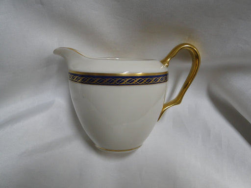 Lenox Hamilton, Twisted Gold on Blue: Creamer / Cream Pitcher, 3 1/8" Tall