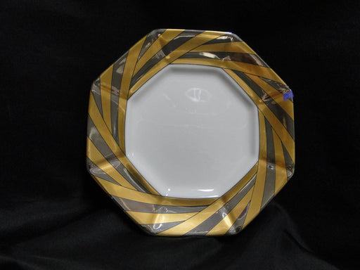 Fitz & Floyd Capri Platinee, Octagonal Gold, Platinum: Salad Plate 7 3/4", As Is