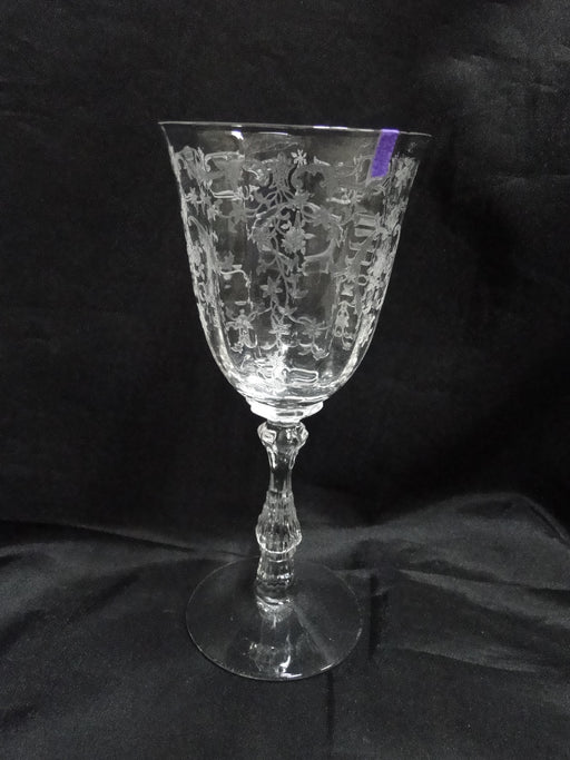 Fostoria Navarre Clear, Stem 6016, Etch 327: Water or Wine Goblet, 7 3/4", As Is