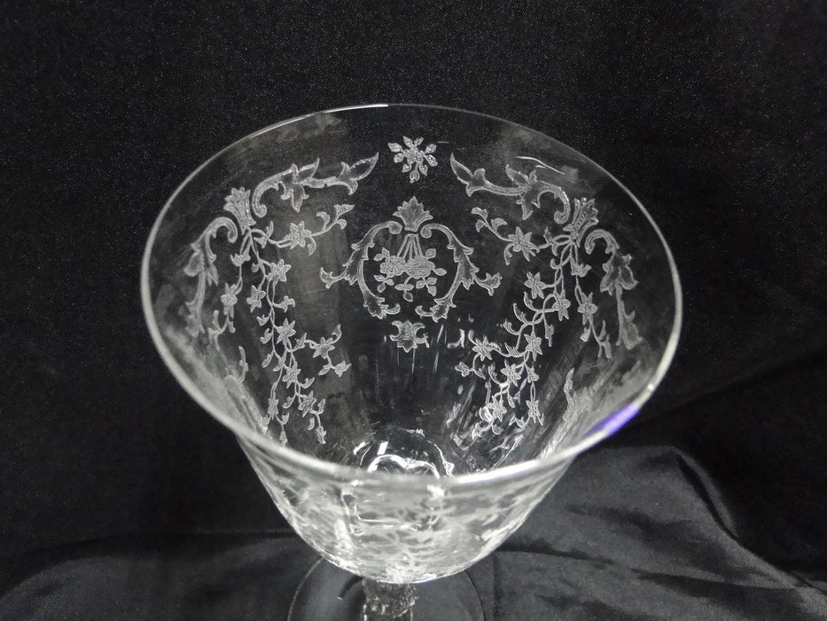 Fostoria Navarre Clear, Stem 6016, Etch 327: Water or Wine Goblet, 7 3/4", As Is