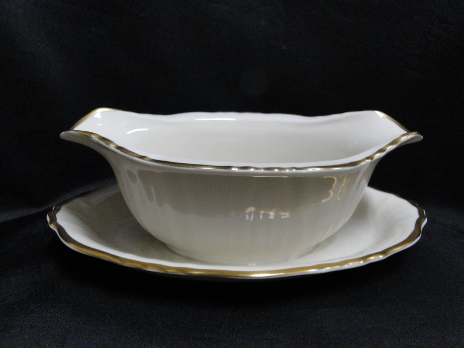 Syracuse Brantley, Wide Gold Trim: Gravy Boat w/ Attached Underplate, As Is