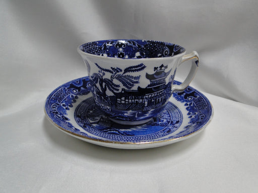 Burleigh / Burgess & Leigh Willow Blue Gold Trim: Cup & Saucer Set, Crazing