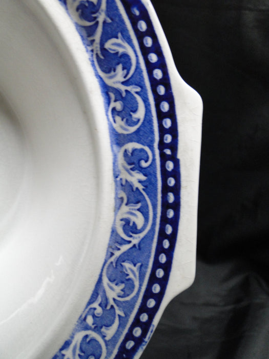 Myott Staffordshire Corinth Blue, Scrolls on Blue Band: Serving Bowl & Lid As Is