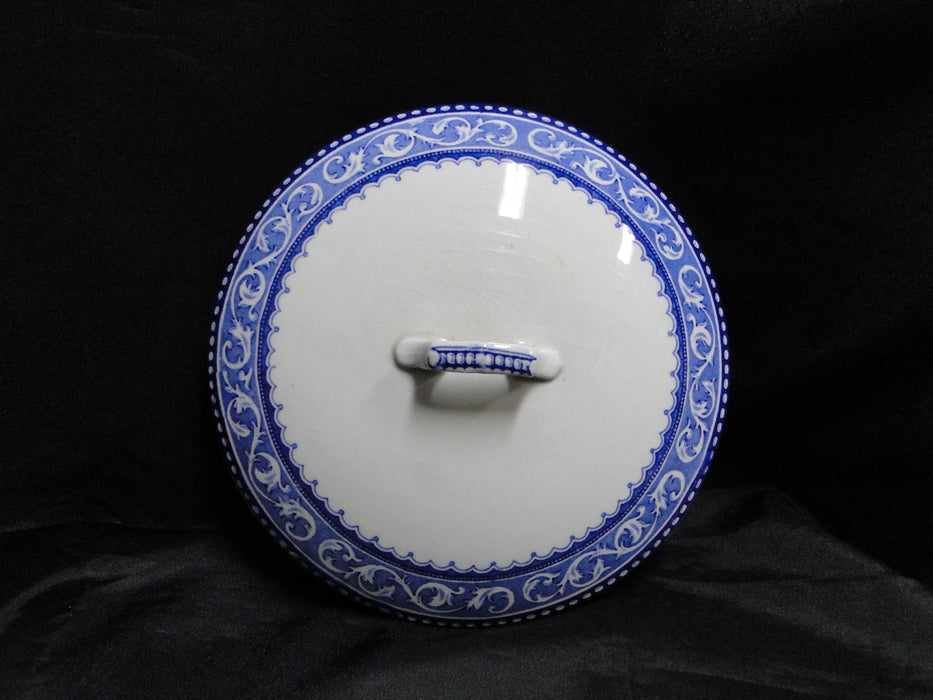 Myott Staffordshire Corinth Blue, Scrolls on Blue Band: Serving Bowl & Lid As Is