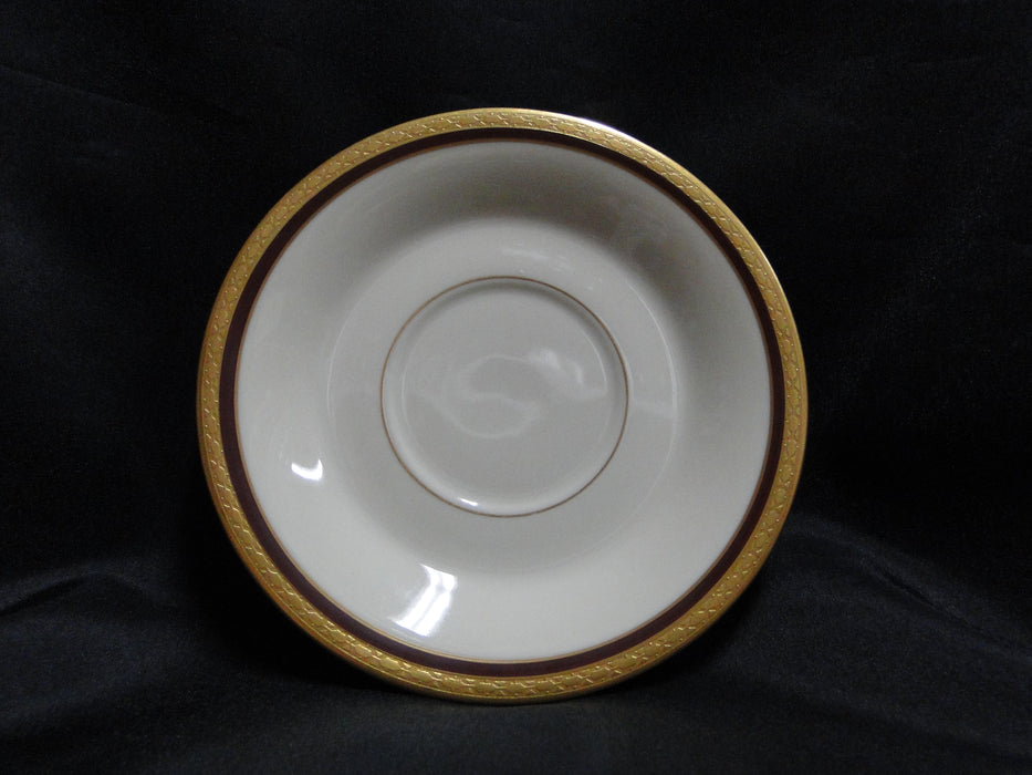 Syracuse Wayne, Maroon Red Band, Gold Encrusted: 5 5/8" Saucer Only, No Cup