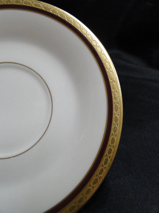 Syracuse Wayne, Maroon Red Band, Gold Encrusted: 5 5/8" Saucer Only, No Cup
