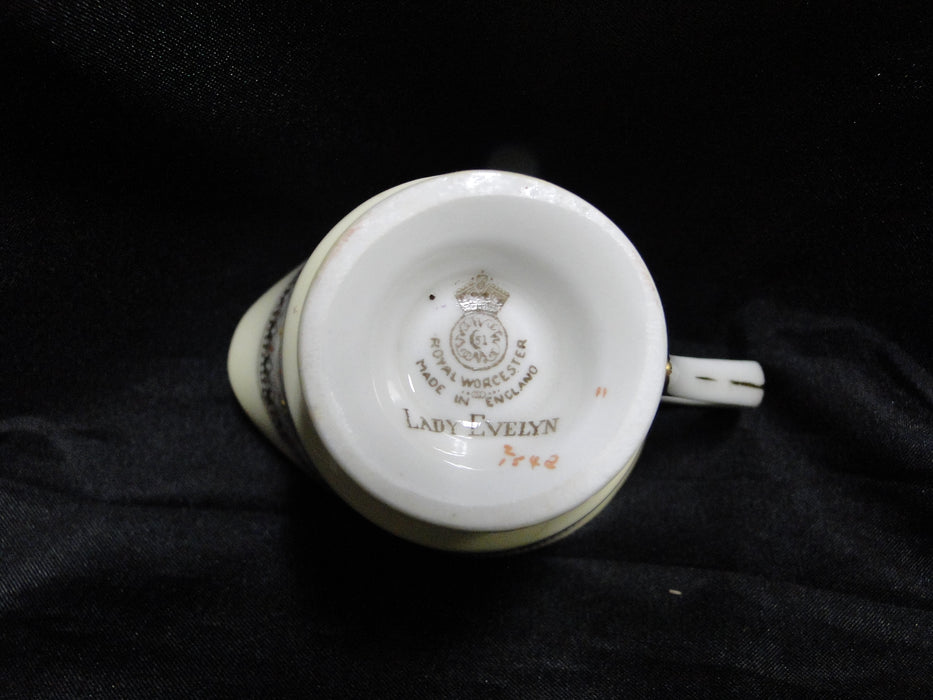 Royal Worcester Lady Evelyn, Scrolls, Florals: Small Creamer, 2 1/4" Tall