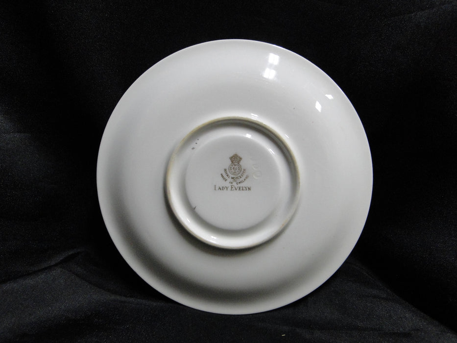 Royal Worcester Lady Evelyn, Scrolls, Florals: Cup & Saucer Set, 2 1/8"