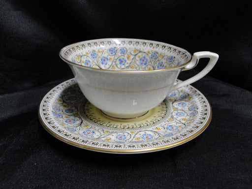 Royal Worcester Lady Evelyn, Scrolls, Florals: Cup & Saucer Set, 2 1/8"
