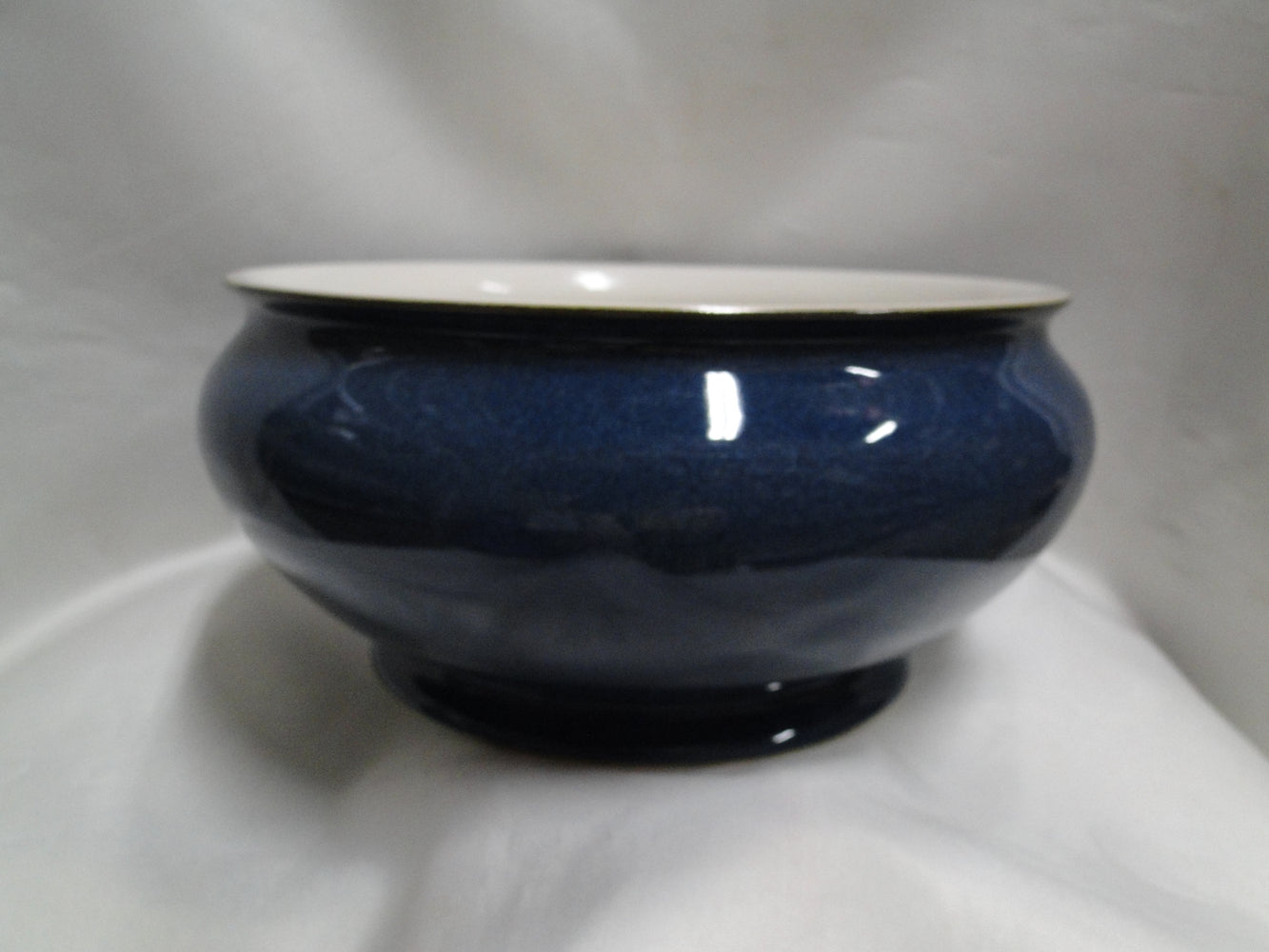 Denby Boston, Dark Blue, Brown Trim: Round Serving Bowl, 8 1/4", As Is