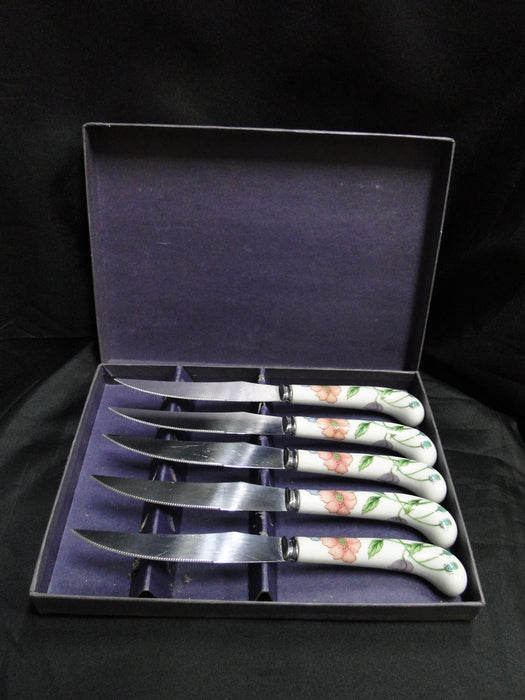 Villeroy & Boch Amapola, Blue & Orange Flowers, Prill: 5 Steak Knives 8 3/4" Box