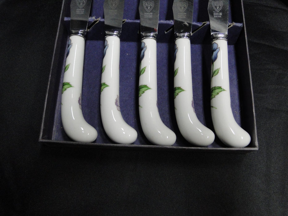 Villeroy & Boch Amapola, Blue & Orange Flowers, Prill: 5 Steak Knives 8 3/4" Box