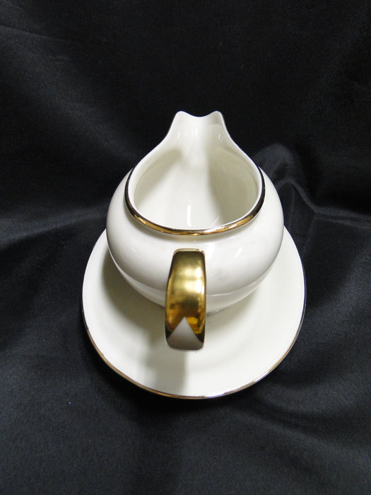 Elfenbein (Bavaria) Ivory w/ Gold Trim: Gravy Boat w/ Attached Underplate