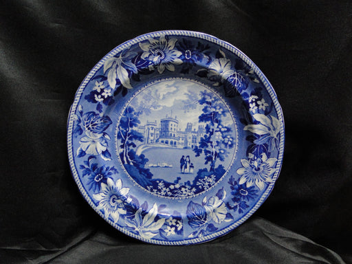 Belvoir Castle Blue & White, Floral Rim: Dinner Plate, 10 1/4", Crazing